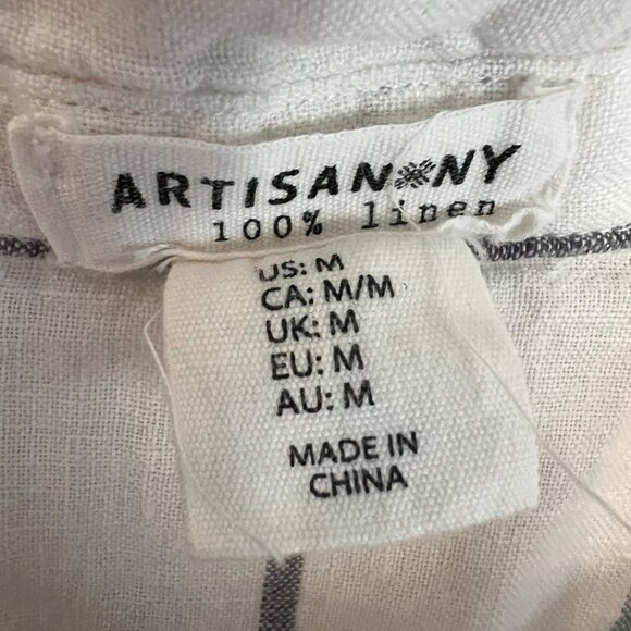 Artisan NY 100% Linen Vertical Stripe Long Sleeve Tunic Size Medium - Picture 4 of 7